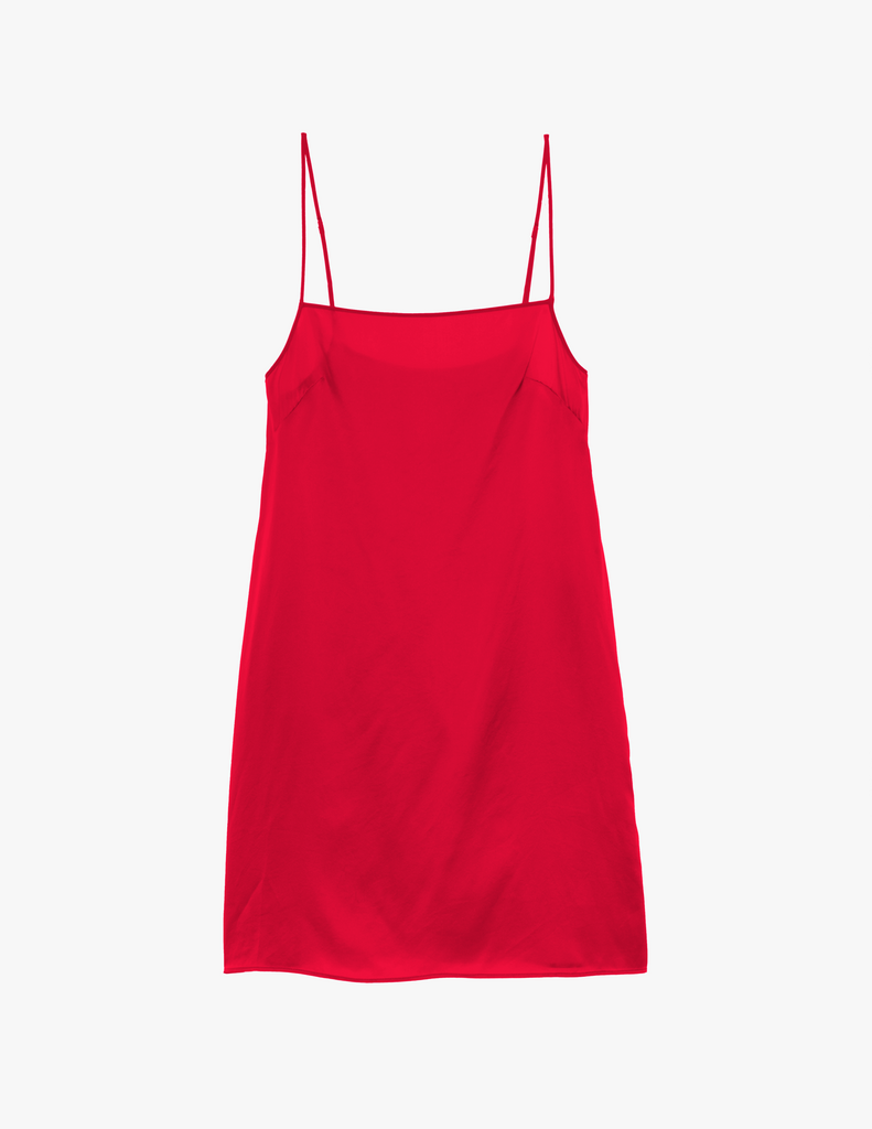 The araks silk toulouse slip in scarlet red