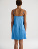 A model in the araks silk tolouse slip in bluet blue