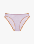 a flat lay image of the araks organic cotton isabella panty in fairy lavender