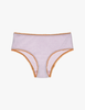 a flat lay image of the araks organic cotton josephine hipster in fairy lavender
