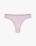 A flat lay image of the araks 100% organic cotton stella thong in fairy lavender 