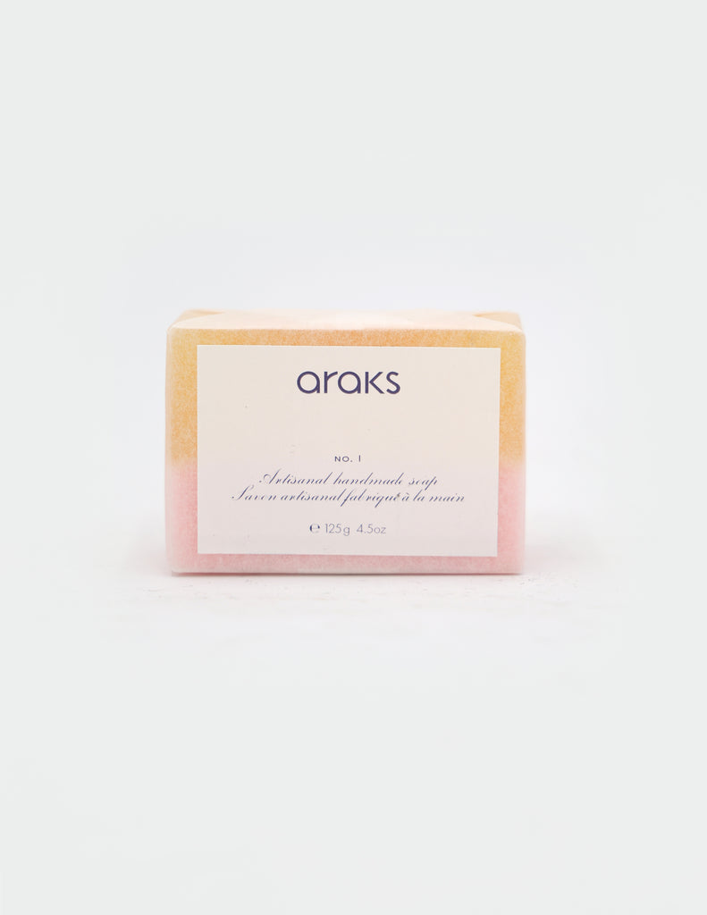 araks handmade soap 2 in pink and yellow wrapped