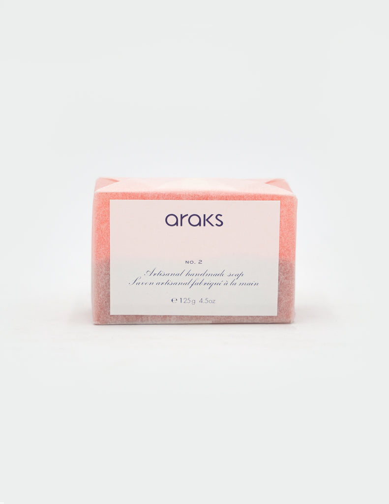 the araks handmade soap wrapped in pink