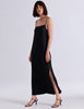 Model wearing Araks vika slip dress in black