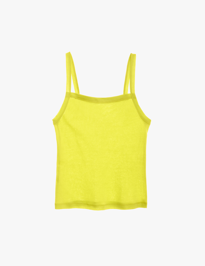 the 100% organic cotton cambra tank in electric yellow