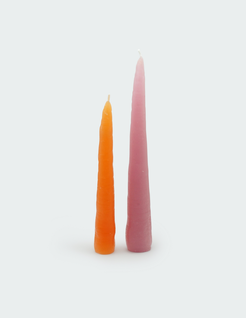 Two carrot shapes candles