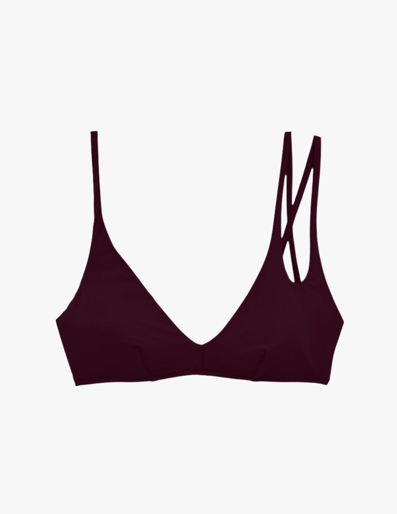 Burgundy Assymetric Swim Top