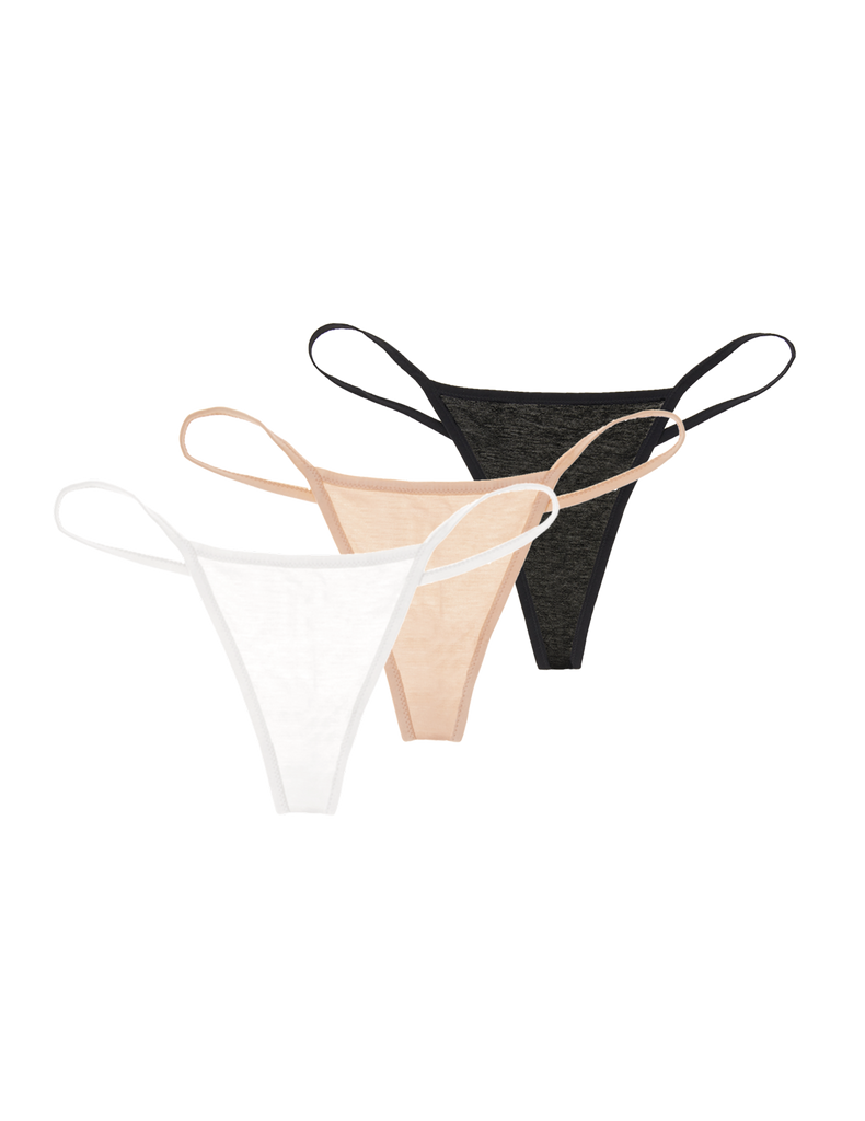 Estel Y Thong White ~ Set of 3 in Black, White and Sand