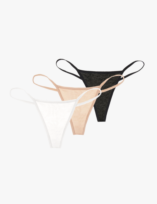 Estel Y Thong White ~ Set of 3 in Black, White and Sand