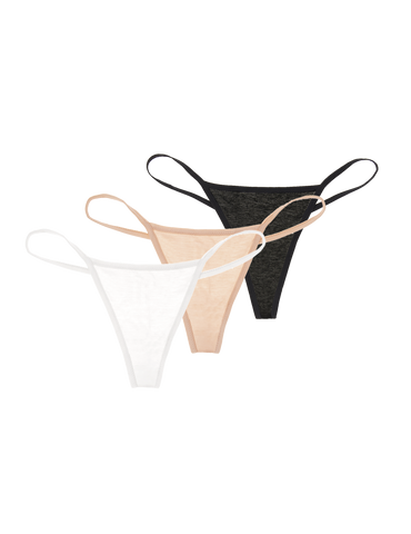 Estel Y Thong White ~ Set of 3 in Black, White and Sand