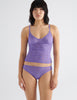 front view on model of purple cami and panty
