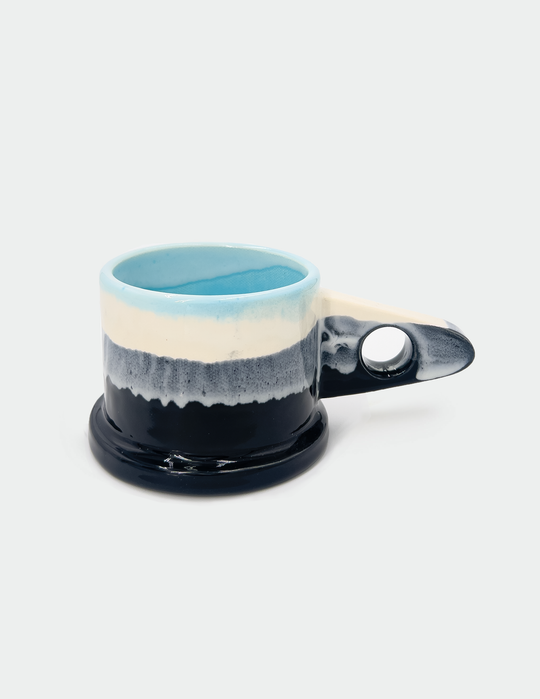Black, White, and Blue Double Dip Mug by Peter Shire