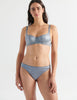 woman in grey silk bra and panty