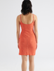 back view on model in orange dress
