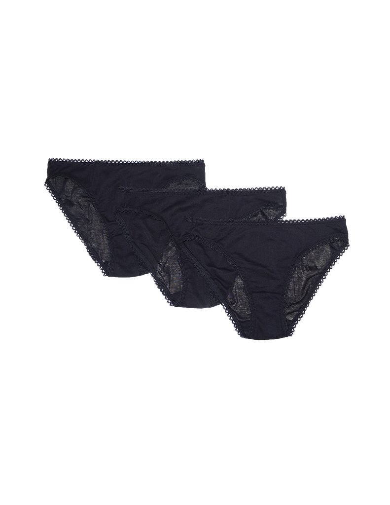 Set of three black cotton panties