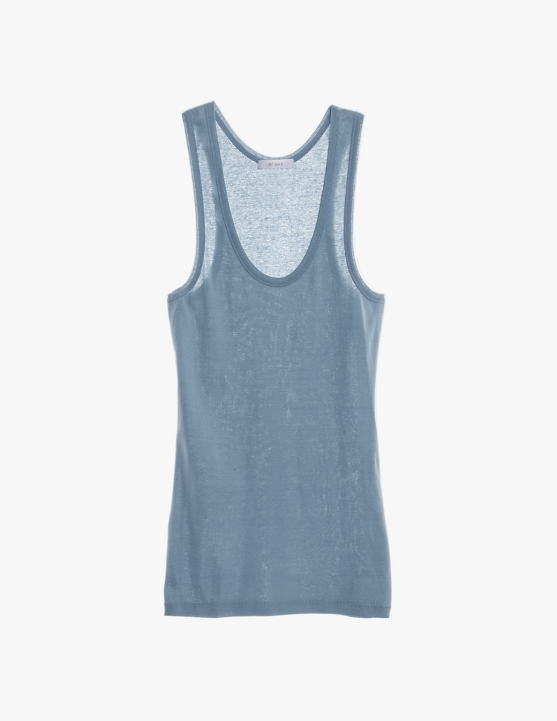 The James Tank in soft organic grey cotton.