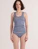 A model in the araks organic cotton james tank and isabella panty in feather grey