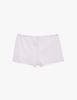 a flat lay of the kat short scalloped white short