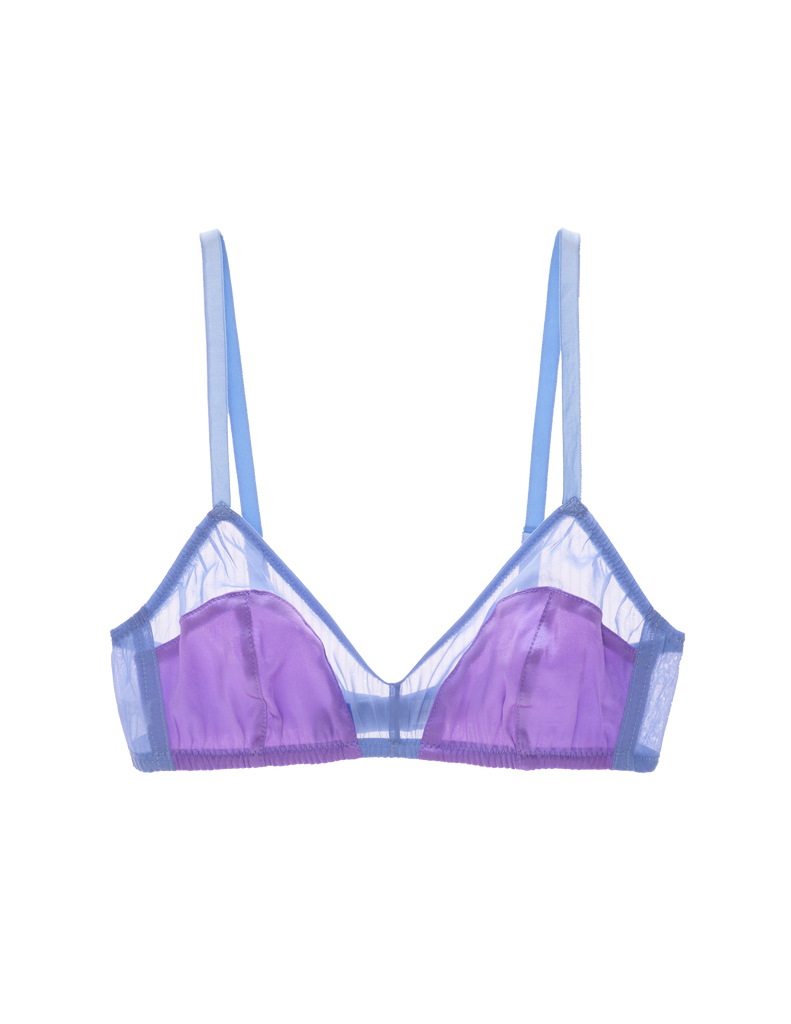flat of purple silk bra