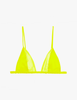 a fluorescent yellow silk and chiffon triangle bra by Araks