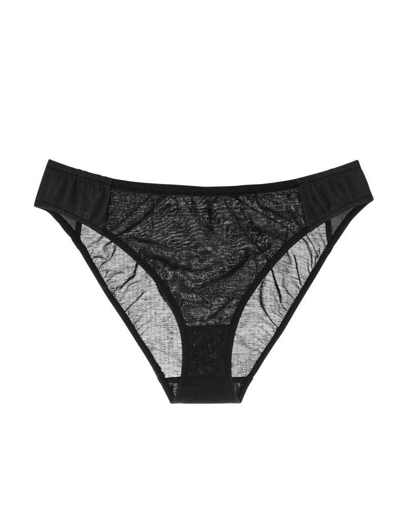 flat of black cotton and silk panty