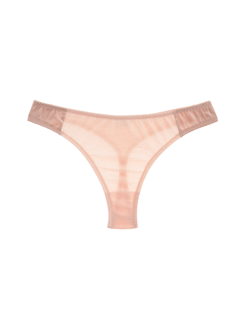 Beige Cotton and silk thong