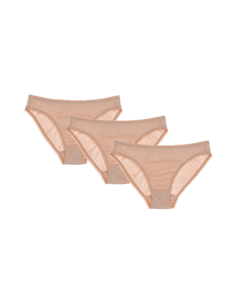 Set of 3 beige color cotton panties