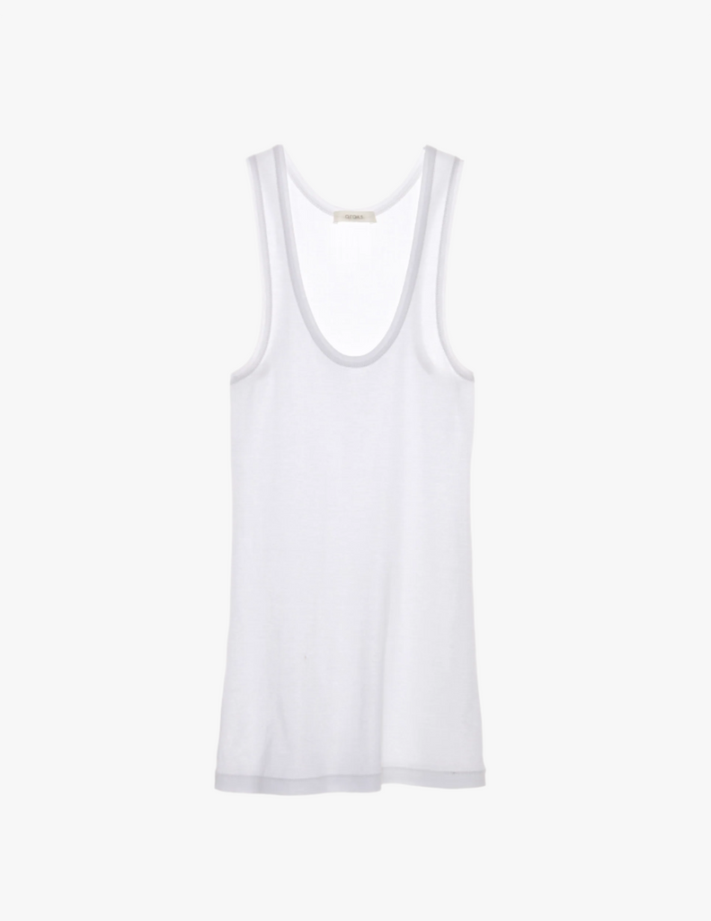 Flat of white cotton tank top