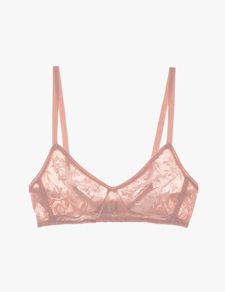 beige lace wireless bralette by Araks