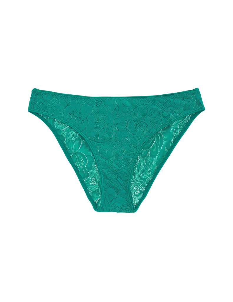 Flat of green lace panty