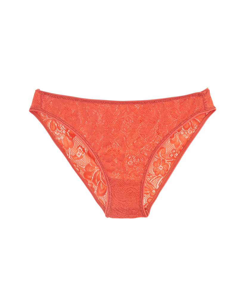 flat of orange lace panty