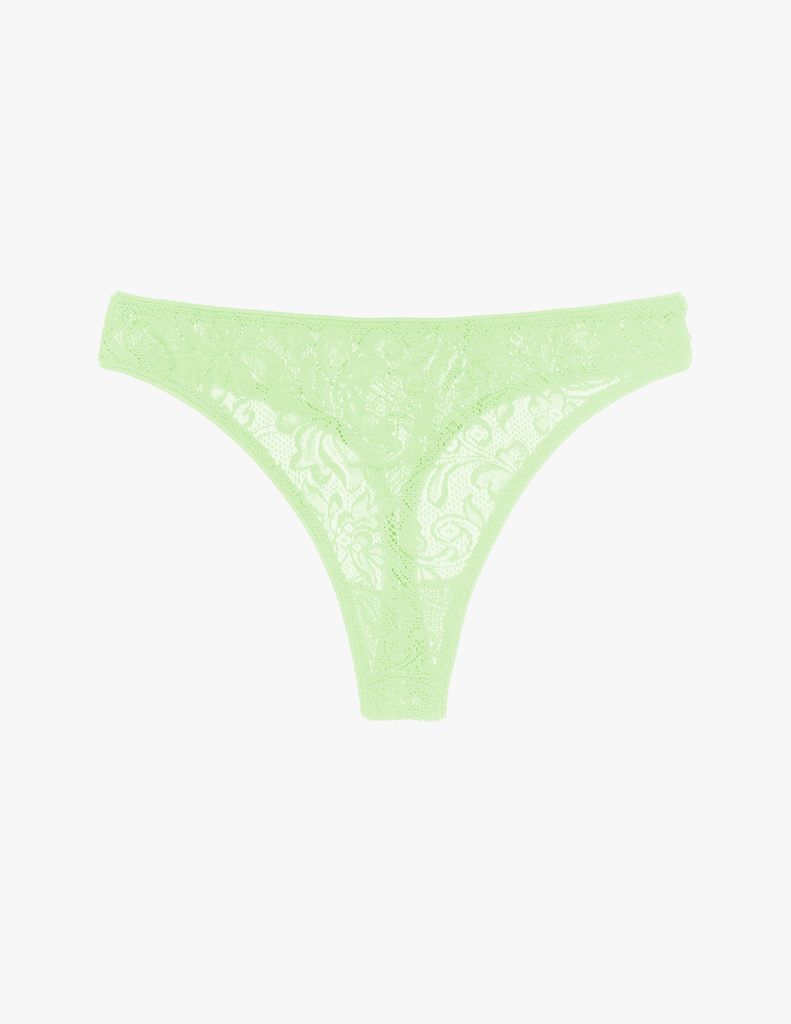 green lace mid-rise thong by Araks