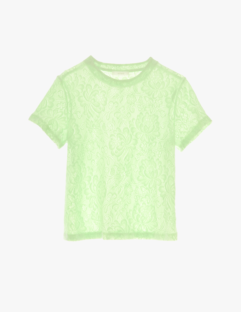 A light green lace t-shirt.