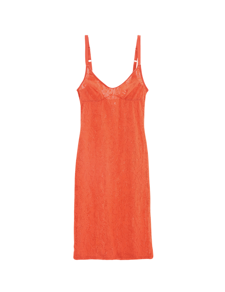 flat of orange lace dress