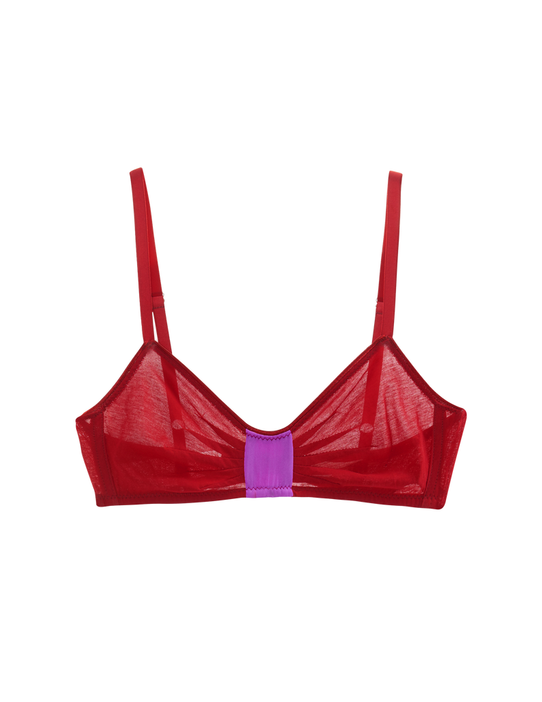 flat of red cotton bra