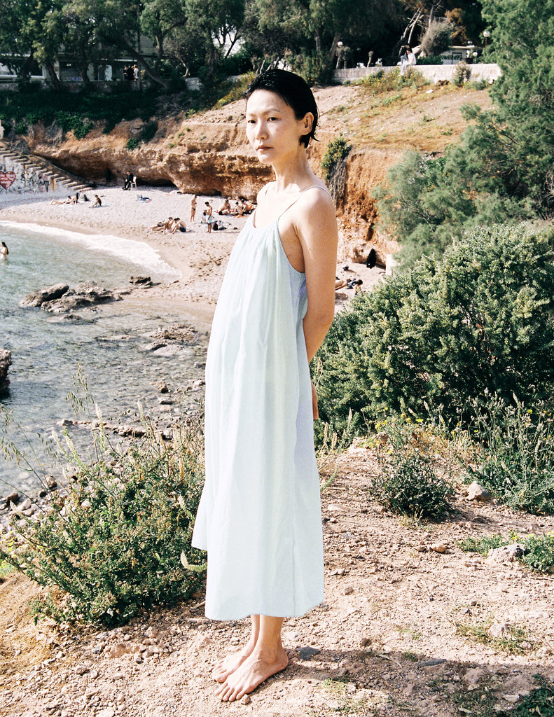 A model wearing a semi sheer Araks Raffaelle 