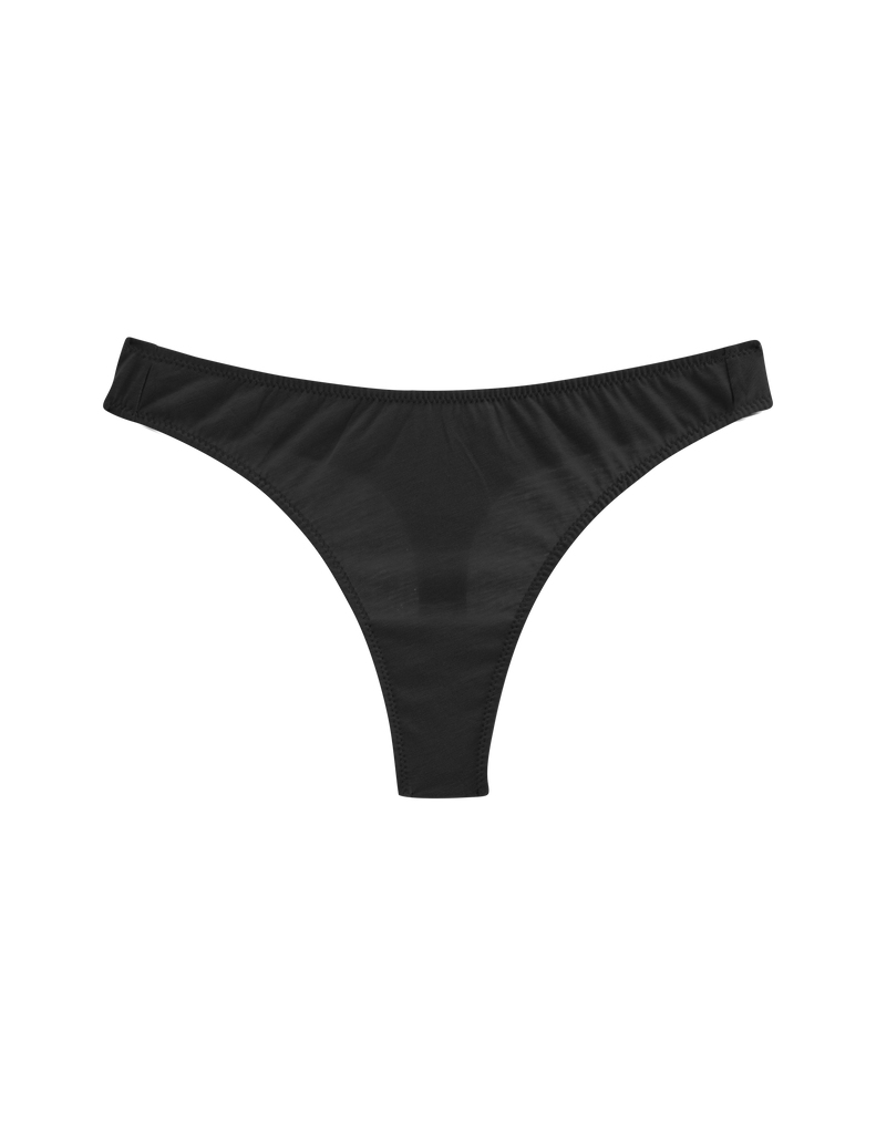 Flat image black, organic cotton thong 