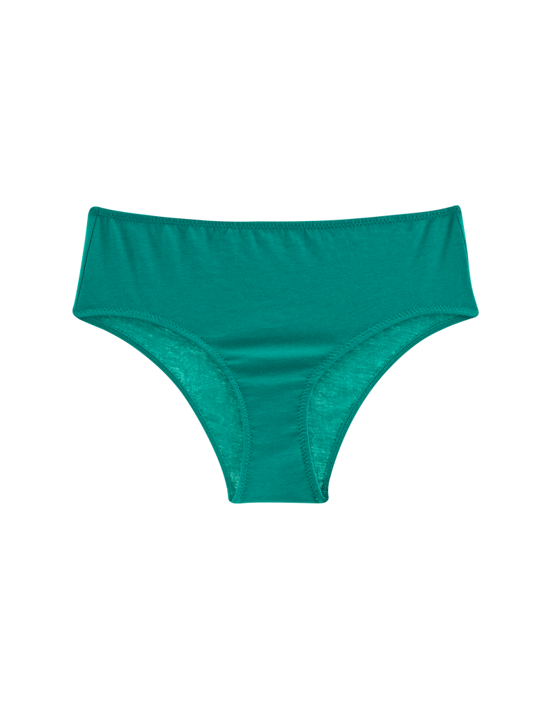 Flat image of green recycled organic cotton hipster panty
