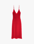 flat of red Cadel silk slip