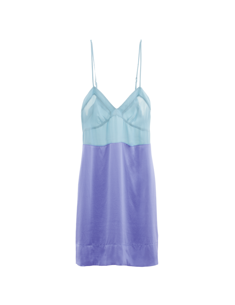 light blue and periwinkle silk slip