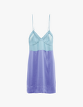 light blue and periwinkle silk slip