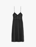 flat of black silk slip 