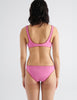 On model image of the backside of the pink bikini top and bottom 