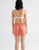 Back view of pink pajama shorts