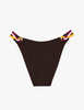 brown bikini bottom with red, yellow, pink and brown braided sides by Araks