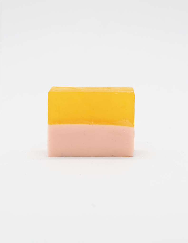 Araks handmade Two-tone yellow and pink bar of soap on a white background