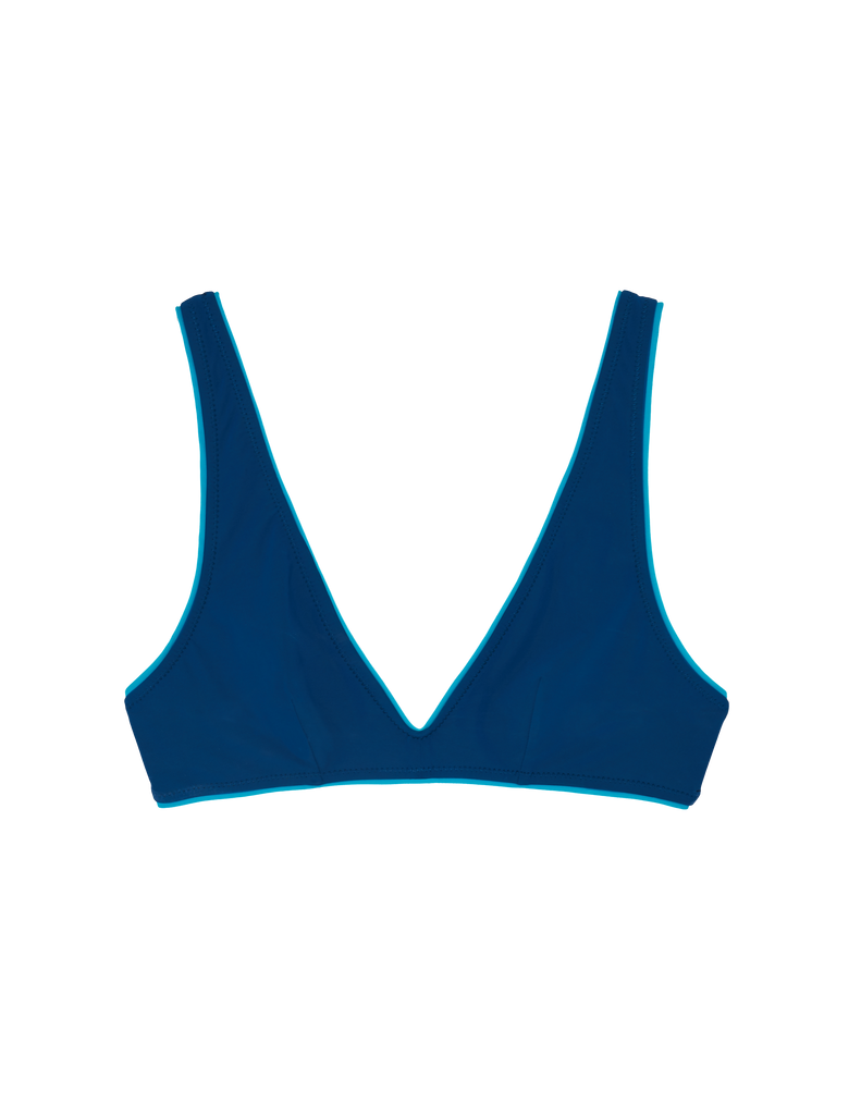 Flat image of blue bikini top 
