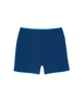 Flat image of blue swim shorts with blue piping
