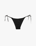 Black bikini bottom with tie sides on a white background