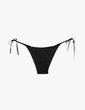 Black bikini bottom with tie sides on a white background